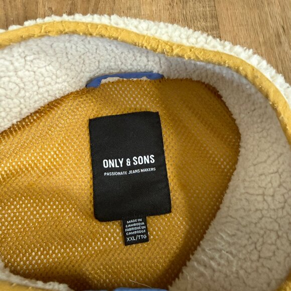 Only & Sons Men's Sherpa Half SnapFleece Pullover Jacket Sweater Cream XXL - Picture 3 of 10